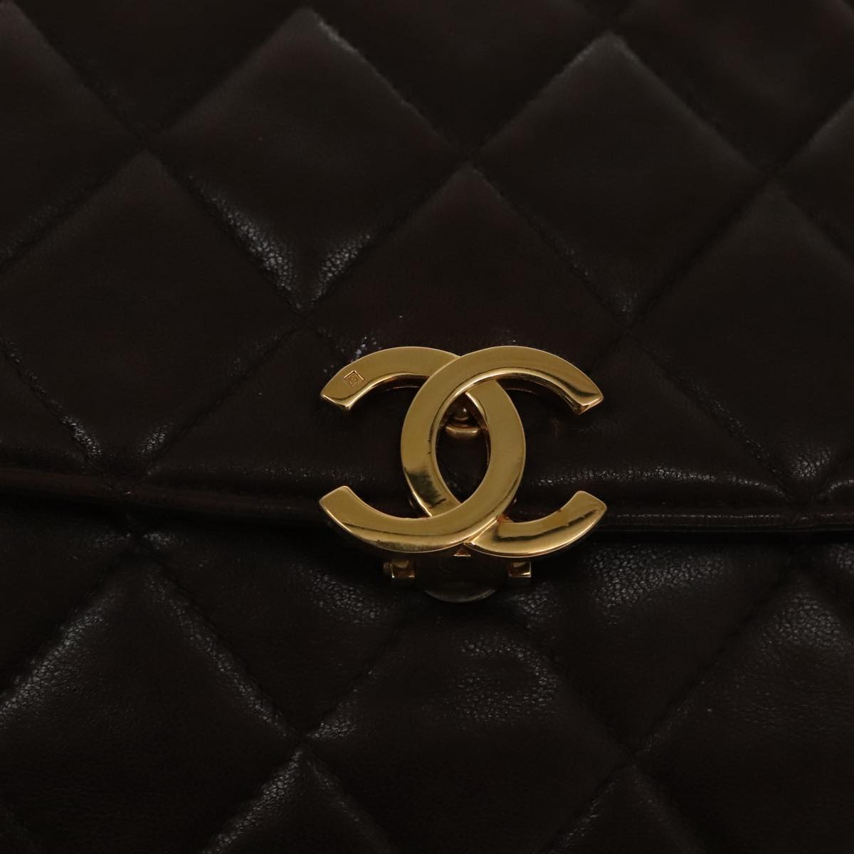 CHANEL Matelasse Chain Shoulder Bag Lamb Skin Brown Gold CC Auth 95717