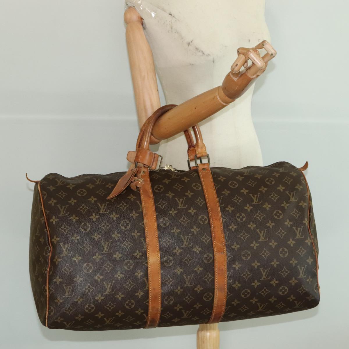 LOUIS VUITTON Monogram Keepall 55 Boston Bag M41424 LV Auth 95728