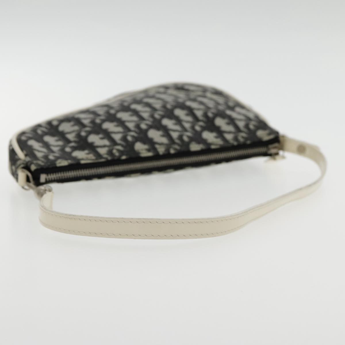 Christian Dior Trotter Canvas Saddle Pouch Accessory Black Silver Auth 95750A