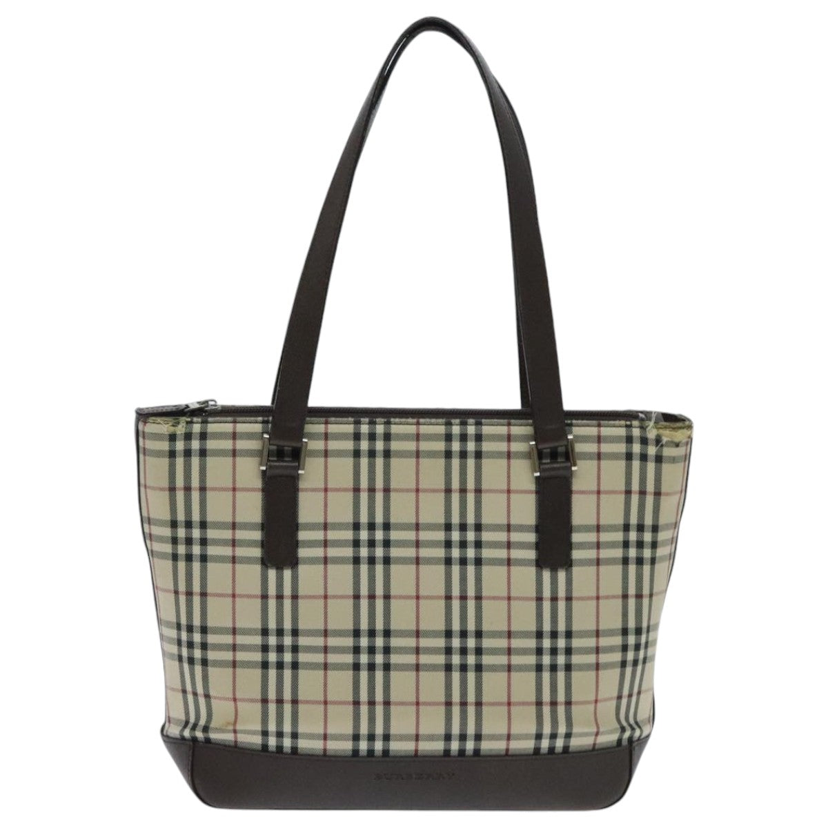 BURBERRY Nova Check Tote Bag Canvas Beige Auth 95891