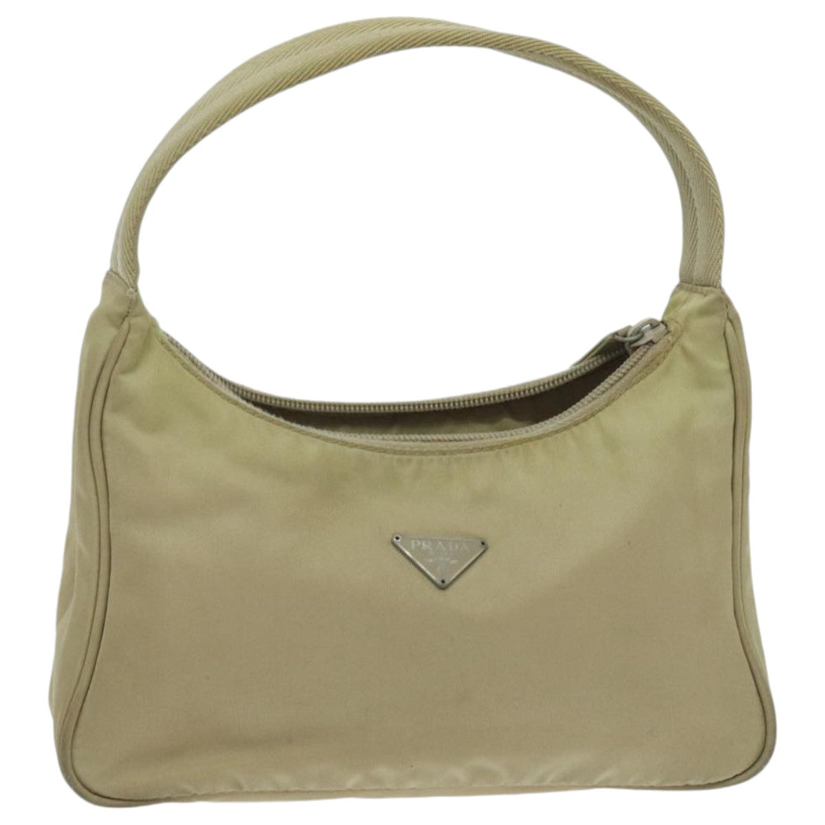 PRADA Hand Bag Nylon Beige Auth 95899