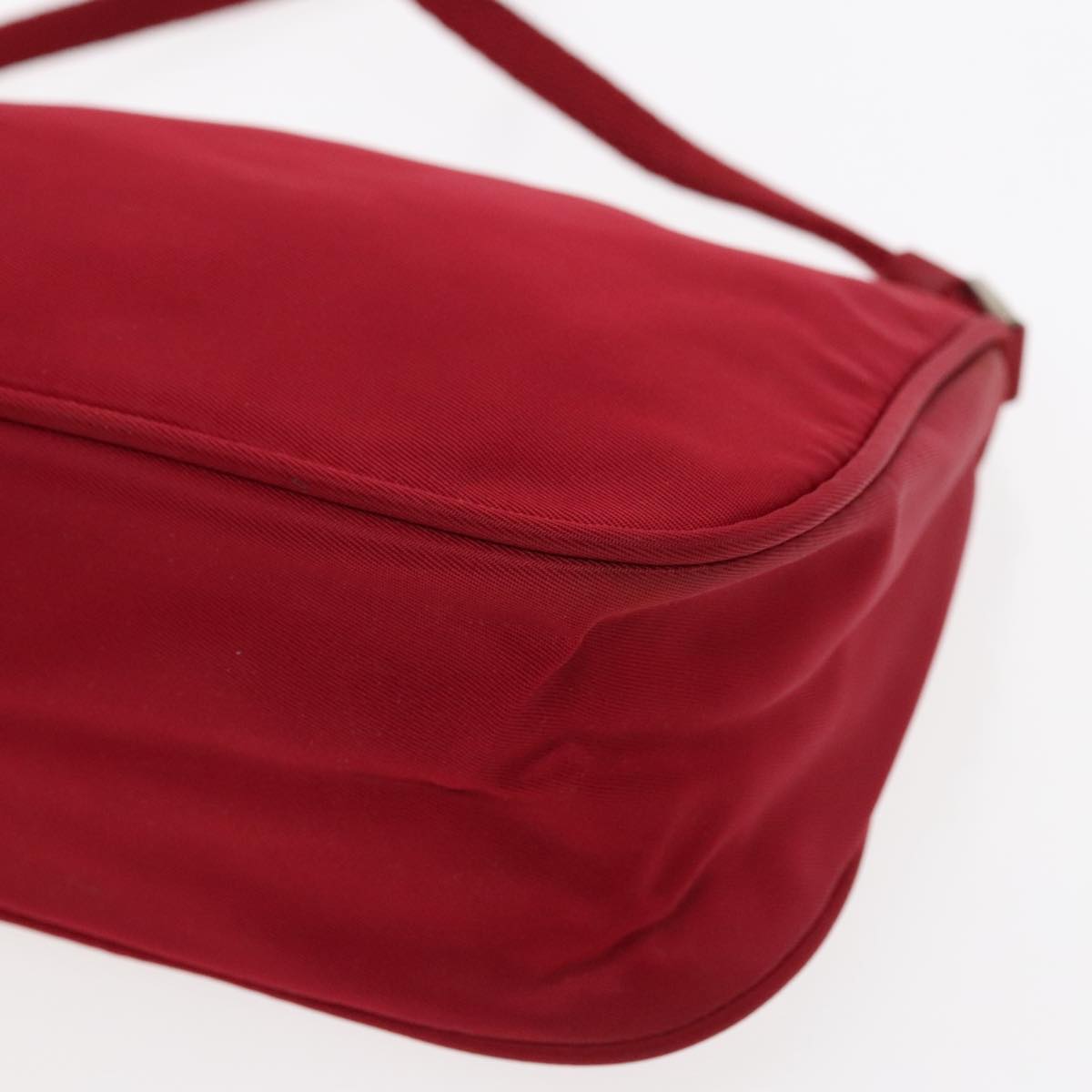 PRADA Accessory Pouch Nylon Red Silver Auth 95902