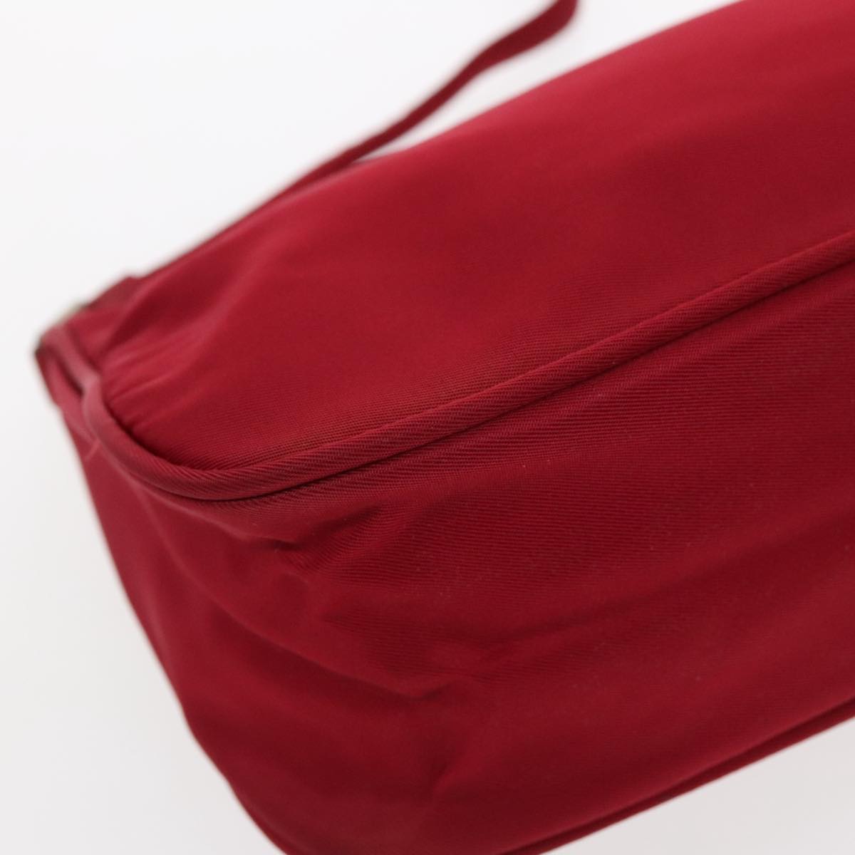 PRADA Accessory Pouch Nylon Red Silver Auth 95902