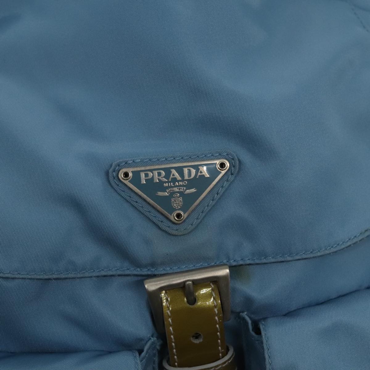 PRADA Backpack Nylon Blue Silver Auth 95917