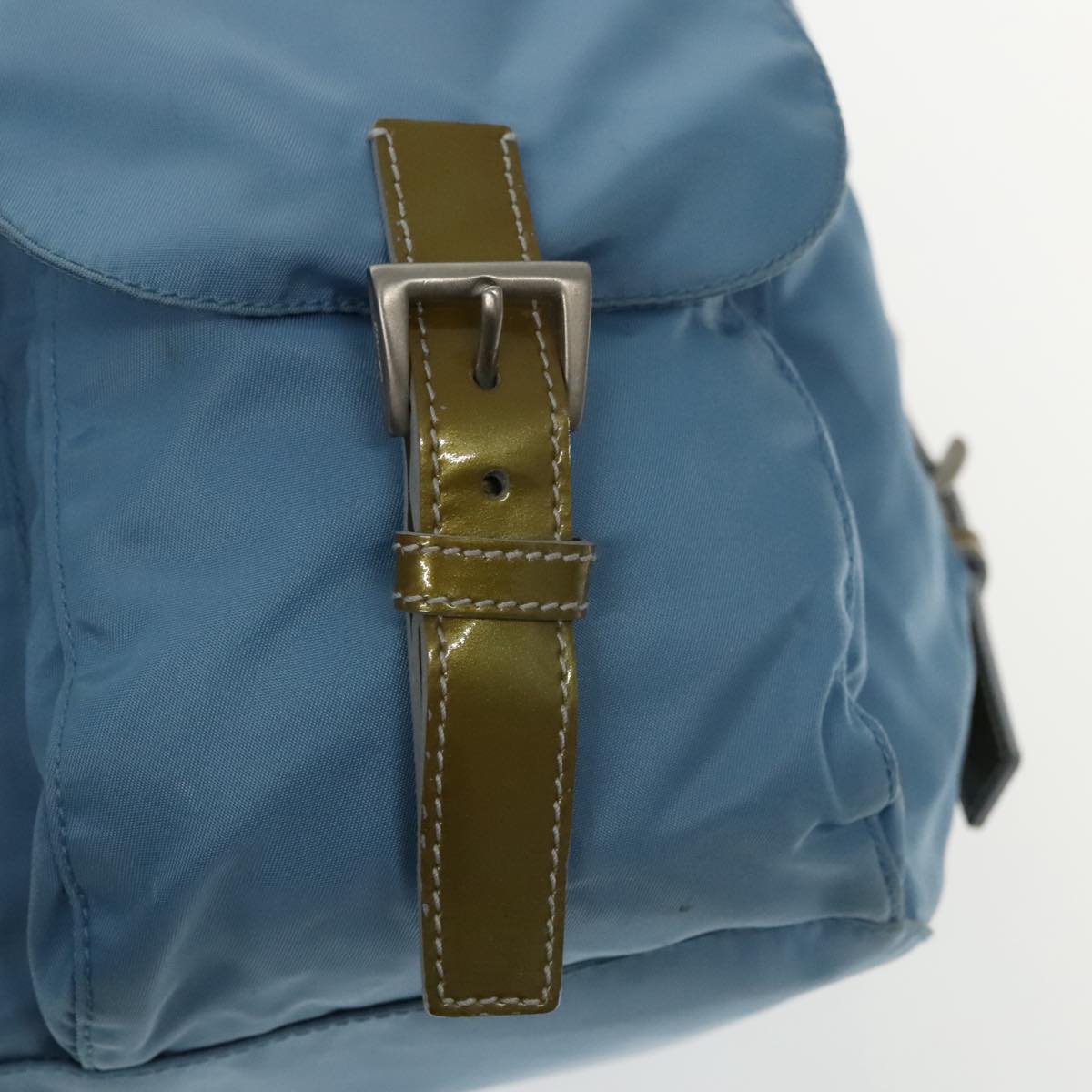 PRADA Backpack Nylon Blue Silver Auth 95917