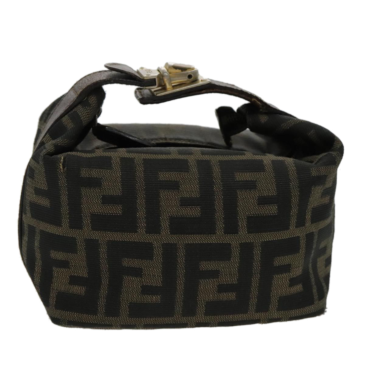 FENDI Zucca Canvas Vanity Hand Bag Brown Auth 95992