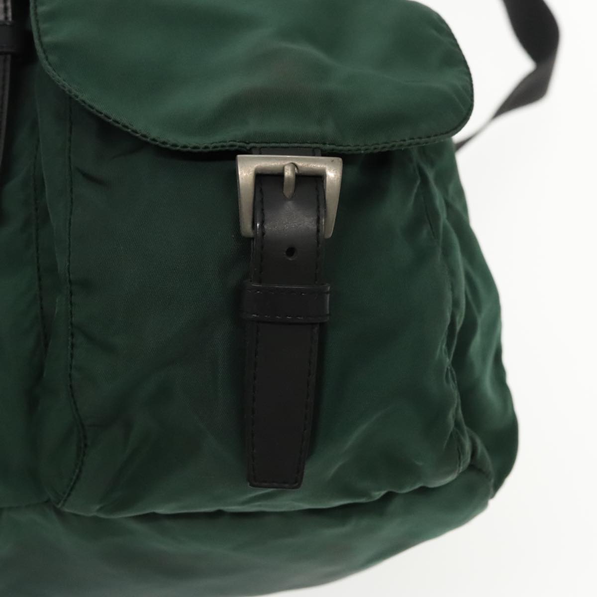 PRADA Backpack Nylon Green Silver Auth 96042