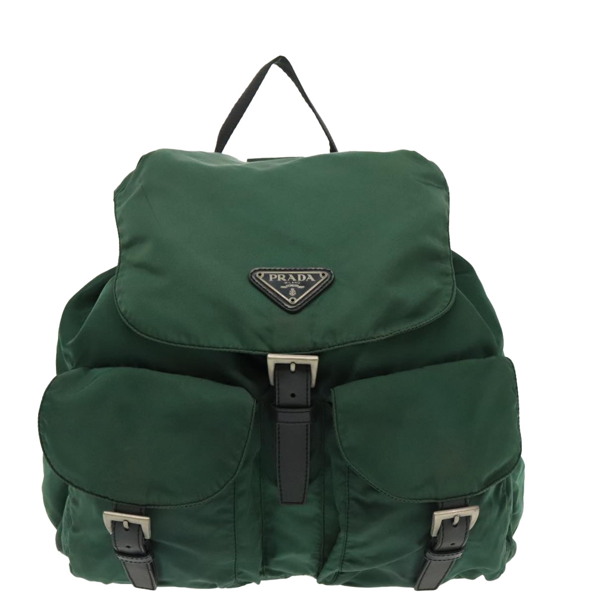 PRADA Backpack Nylon Green Silver Auth 96042