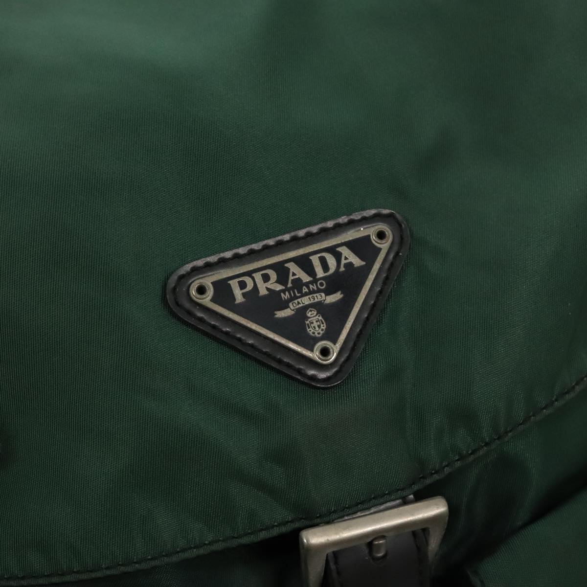 PRADA Backpack Nylon Green Silver Auth 96042