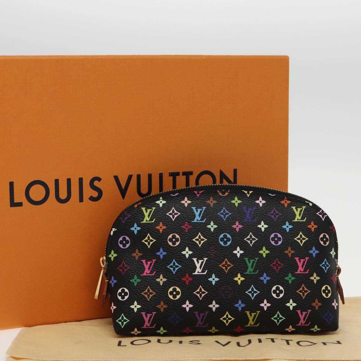 LOUIS VUITTON Monogram Multicolor Pochette Cosmetic Black M47355 LV Auth 96114SA