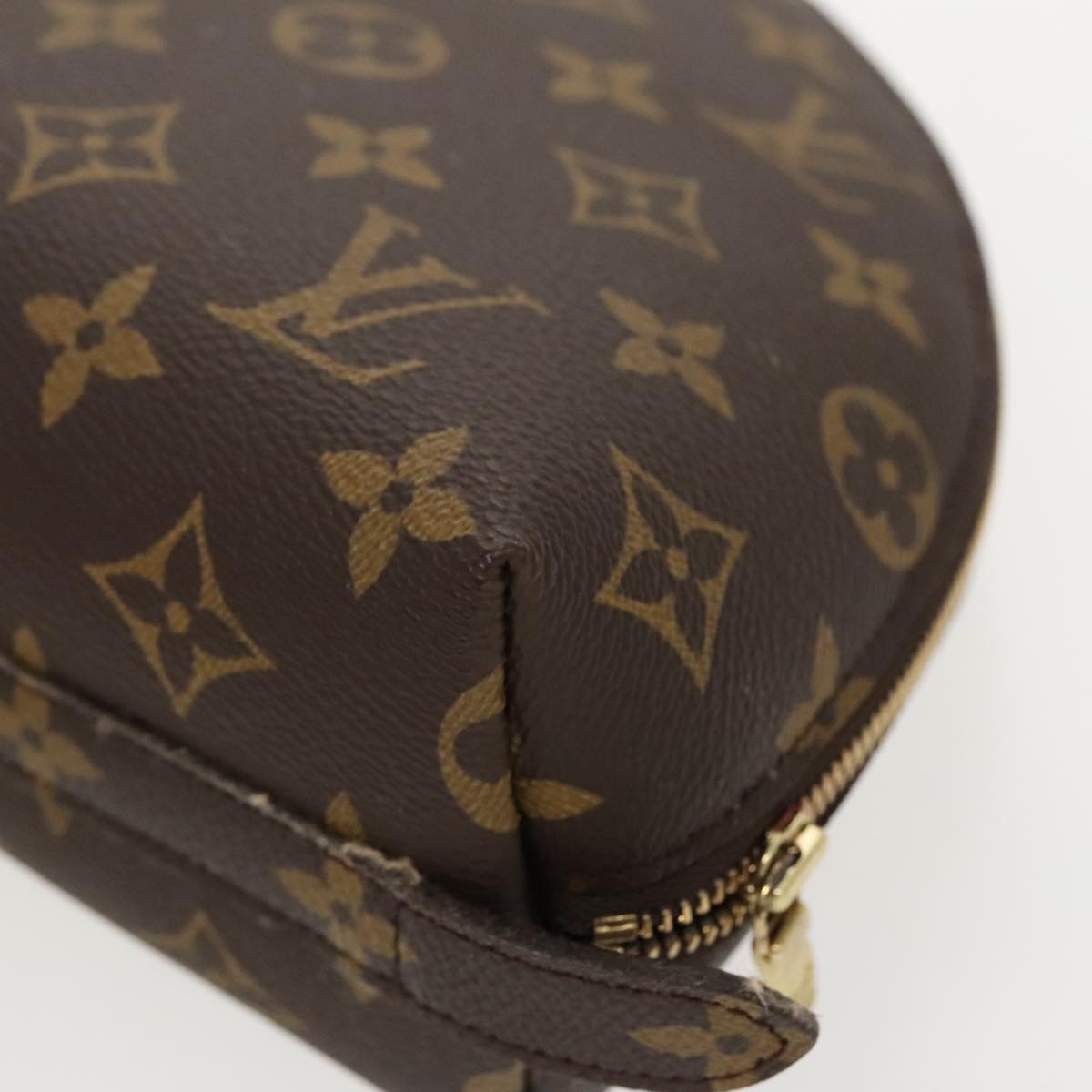 LOUIS VUITTON Monogram Trousse Demi Ronde Cosmetic Pouch M47520 LV Auth 96154