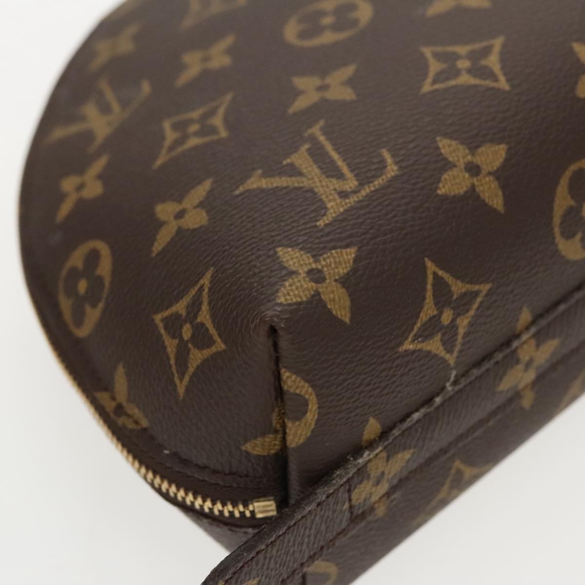 LOUIS VUITTON Monogram Trousse Demi Ronde Cosmetic Pouch M47520 LV Auth 96154