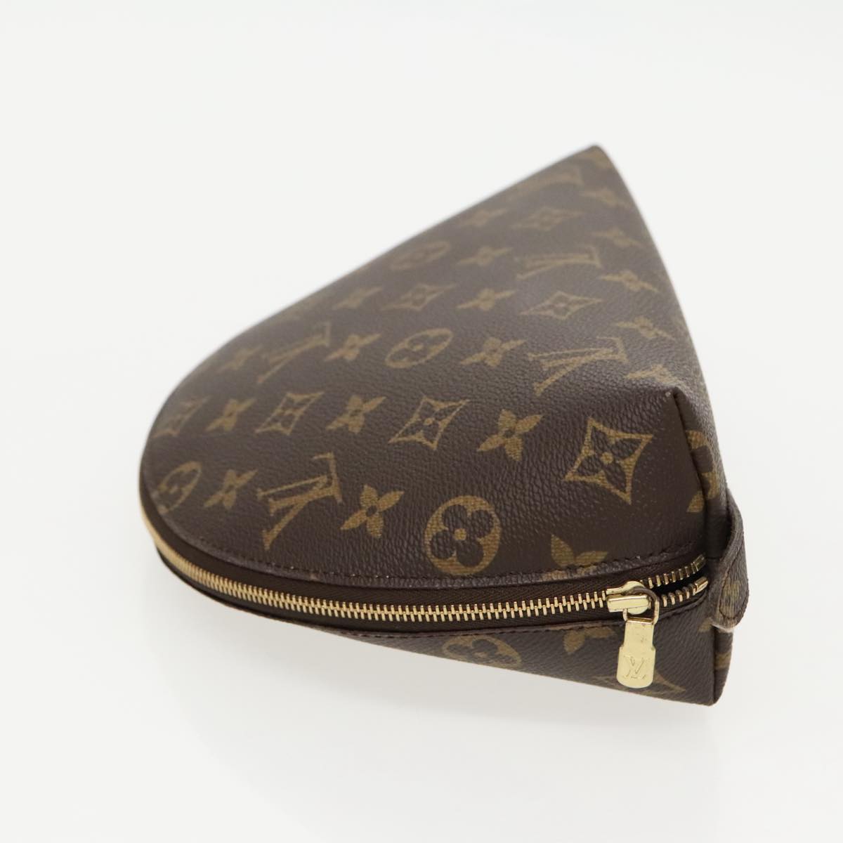 LOUIS VUITTON Monogram Trousse Demi Ronde Cosmetic Pouch M47520 LV Auth 96154