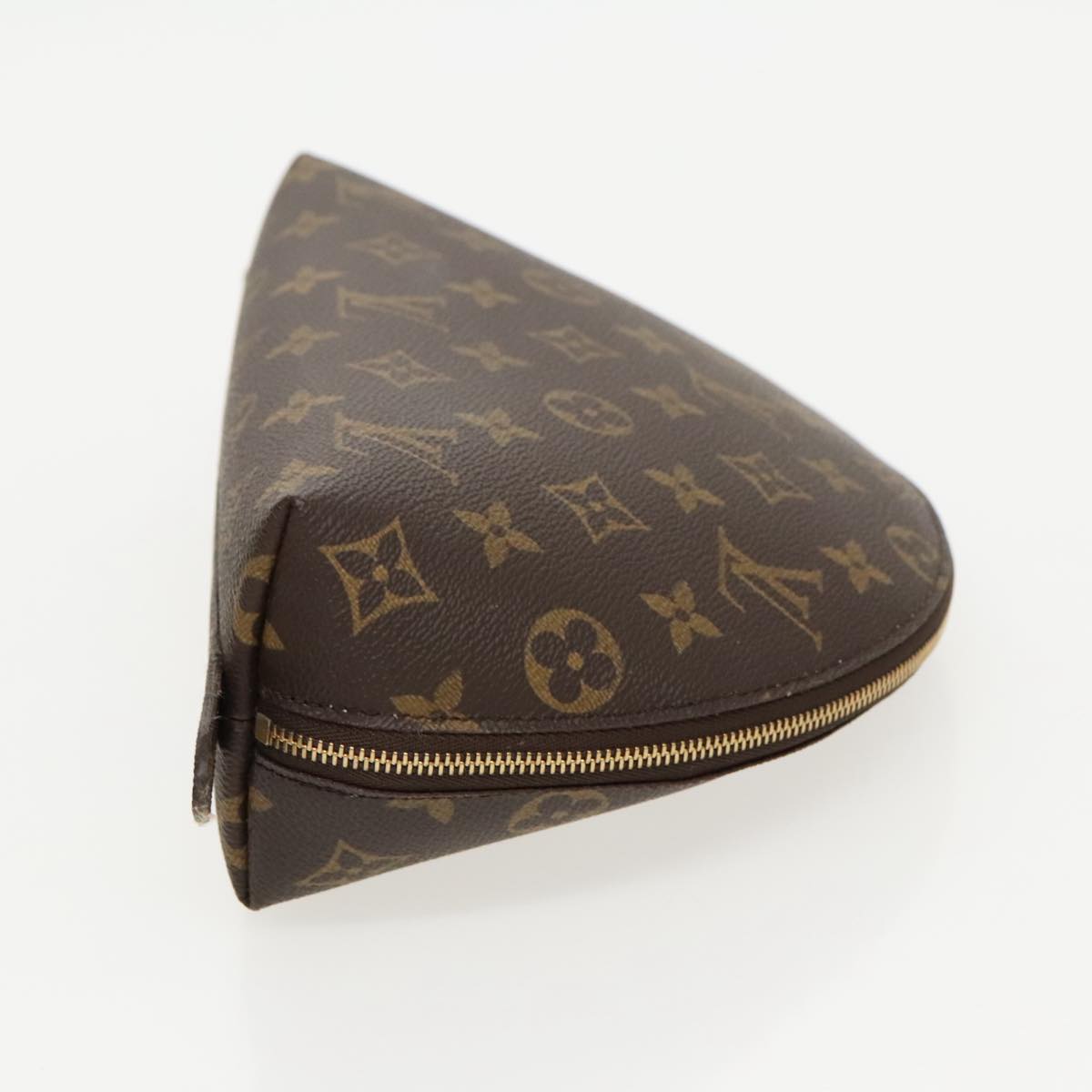 LOUIS VUITTON Monogram Trousse Demi Ronde Cosmetic Pouch M47520 LV Auth 96154