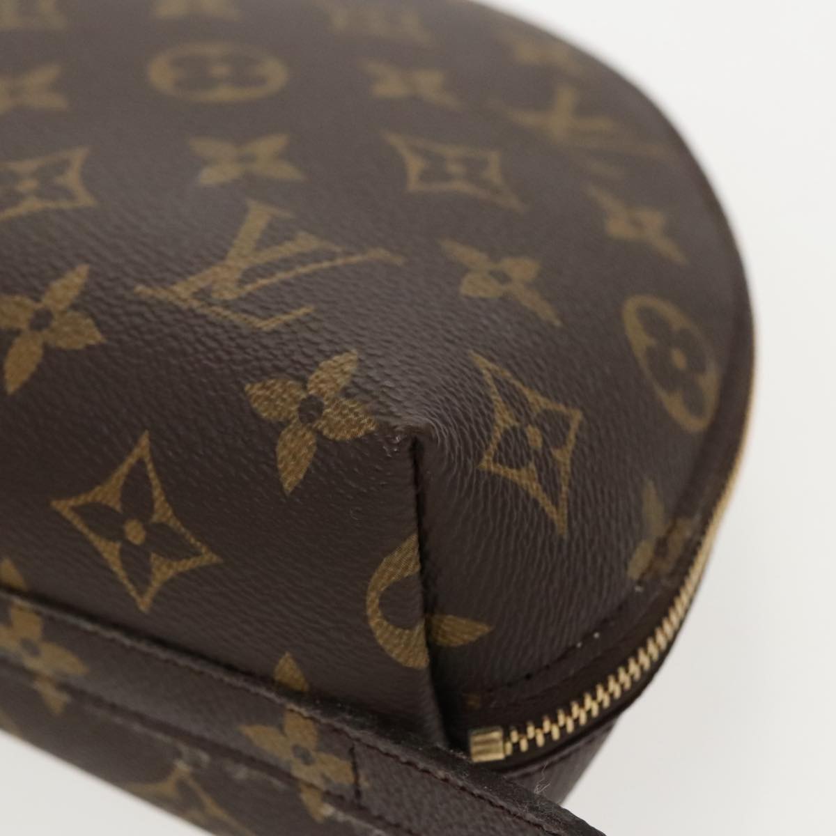 LOUIS VUITTON Monogram Trousse Demi Ronde Cosmetic Pouch M47520 LV Auth 96154