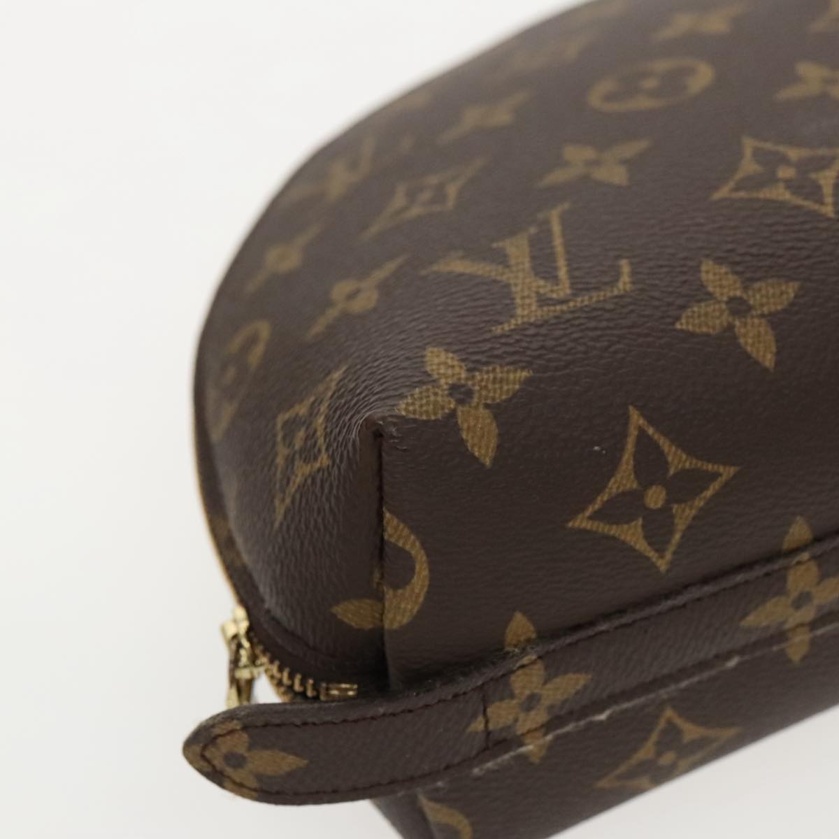 LOUIS VUITTON Monogram Trousse Demi Ronde Cosmetic Pouch M47520 LV Auth 96154