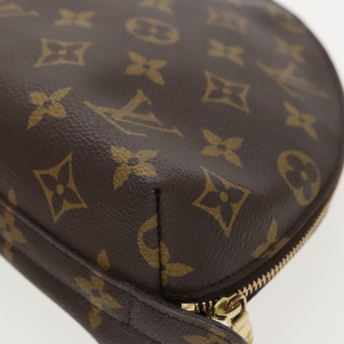 LOUIS VUITTON Monogram Trousse Demi Ronde Cosmetic Pouch M47520 LV Auth 96155