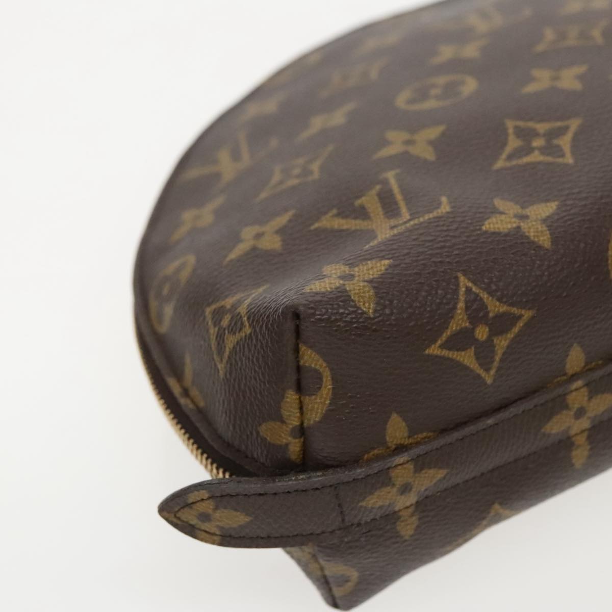 LOUIS VUITTON Monogram Trousse Demi Ronde Cosmetic Pouch M47520 LV Auth 96155