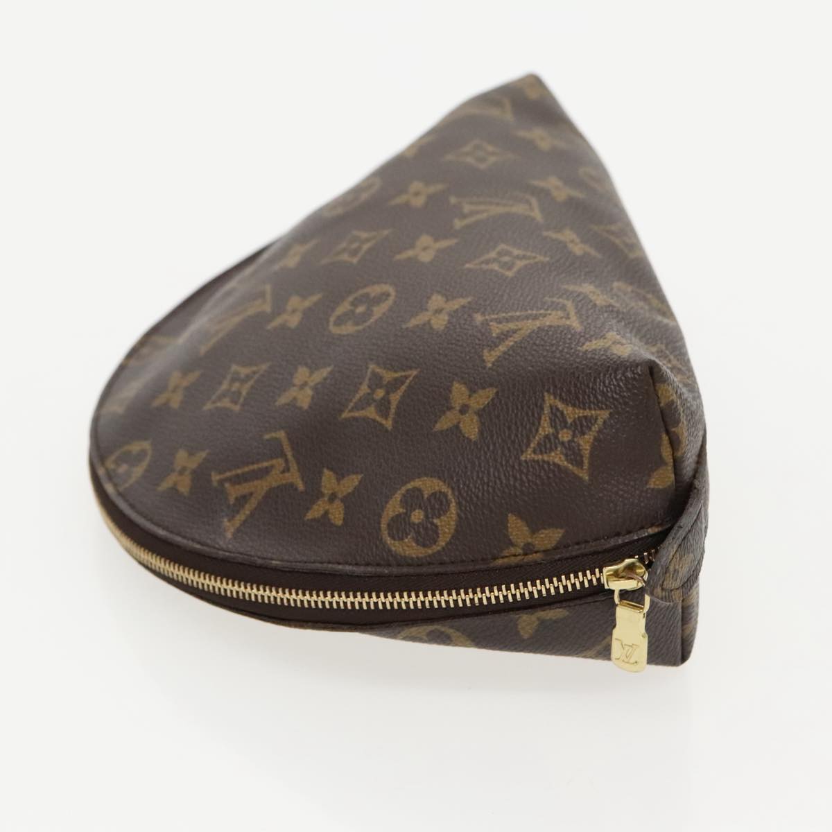 LOUIS VUITTON Monogram Trousse Demi Ronde Cosmetic Pouch M47520 LV Auth 96155