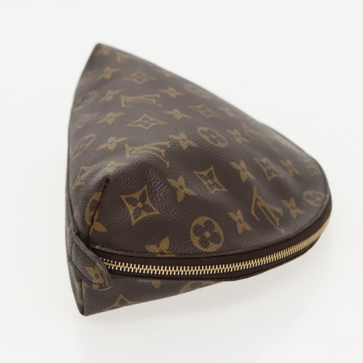 LOUIS VUITTON Monogram Trousse Demi Ronde Cosmetic Pouch M47520 LV Auth 96155