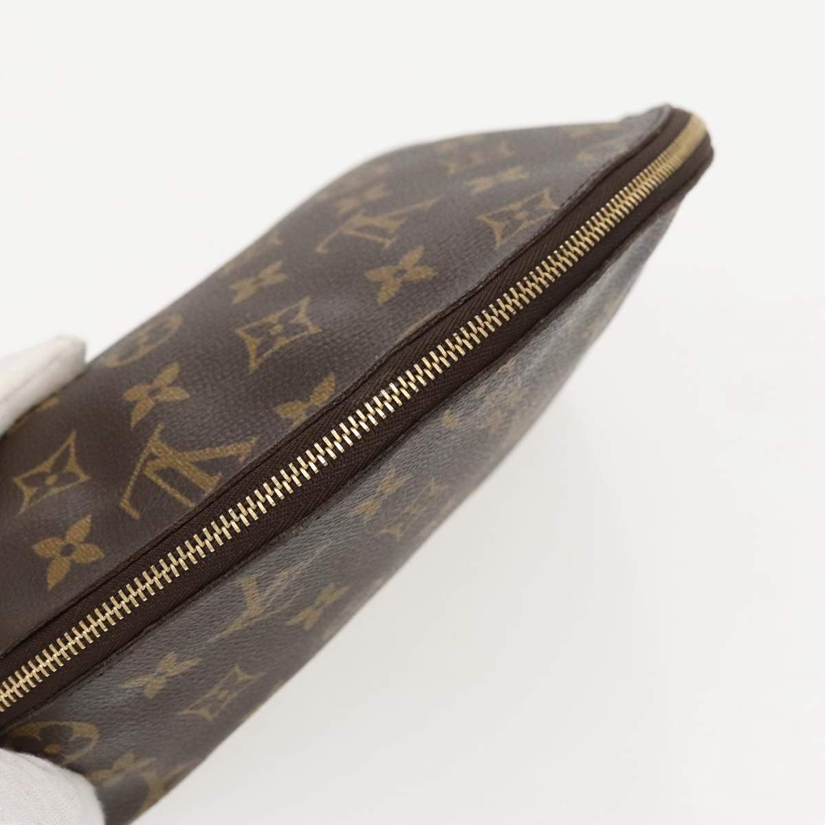 LOUIS VUITTON Monogram Trousse Demi Ronde Cosmetic Pouch M47520 LV Auth 96155