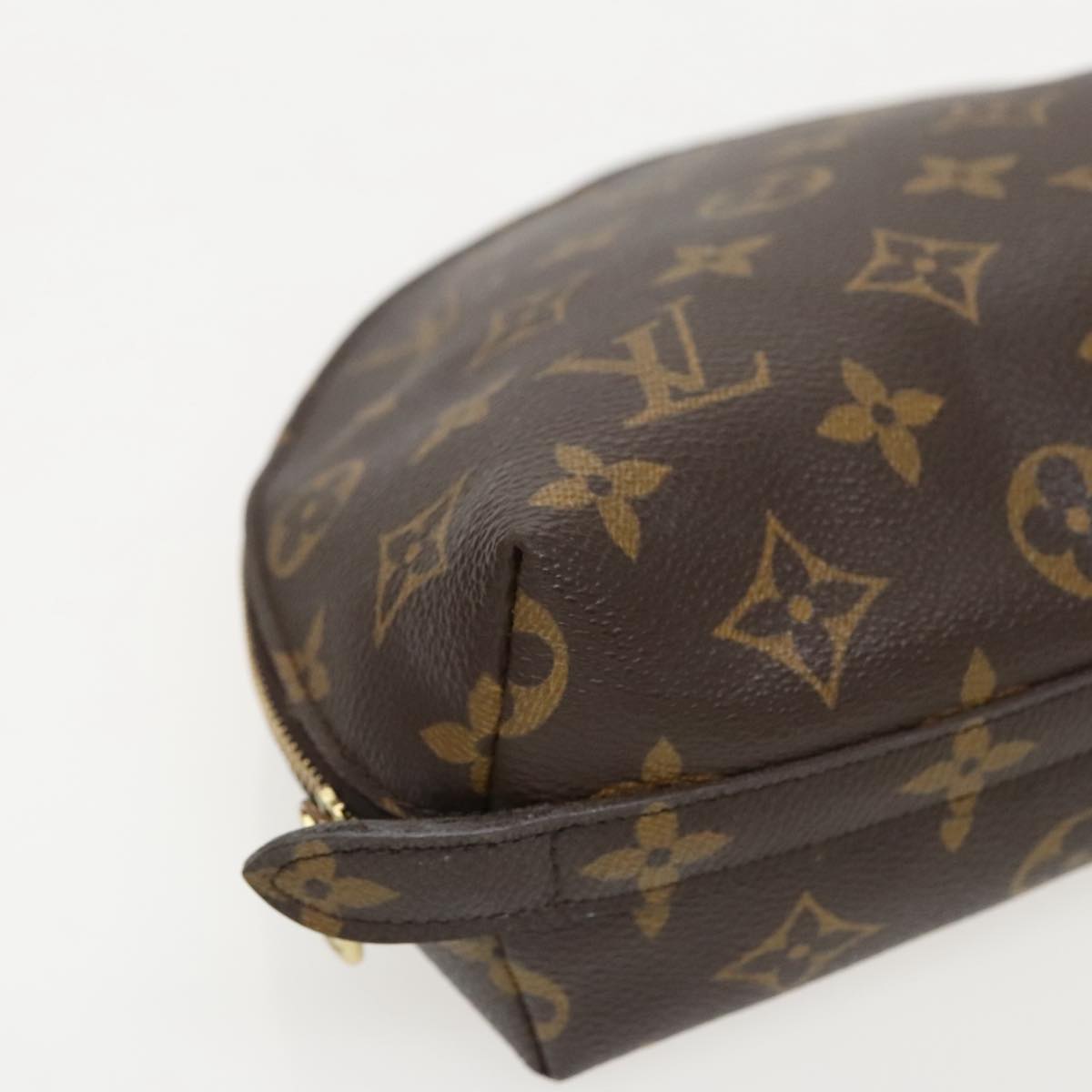 LOUIS VUITTON Monogram Trousse Demi Ronde Cosmetic Pouch M47520 LV Auth 96155