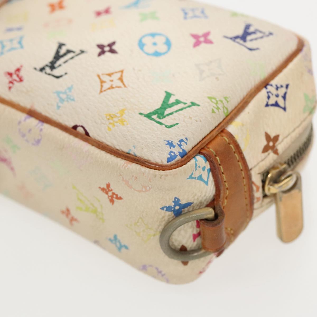 LOUIS VUITTON Monogram Multicolor Trousse Wapity Pouch White M58033 Auth 96162