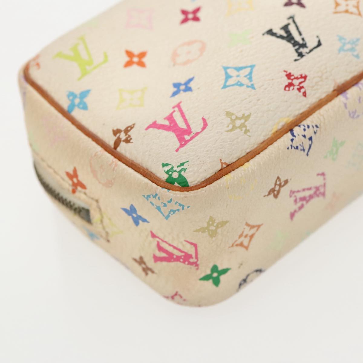 LOUIS VUITTON Monogram Multicolor Trousse Wapity Pouch White M58033 Auth 96162