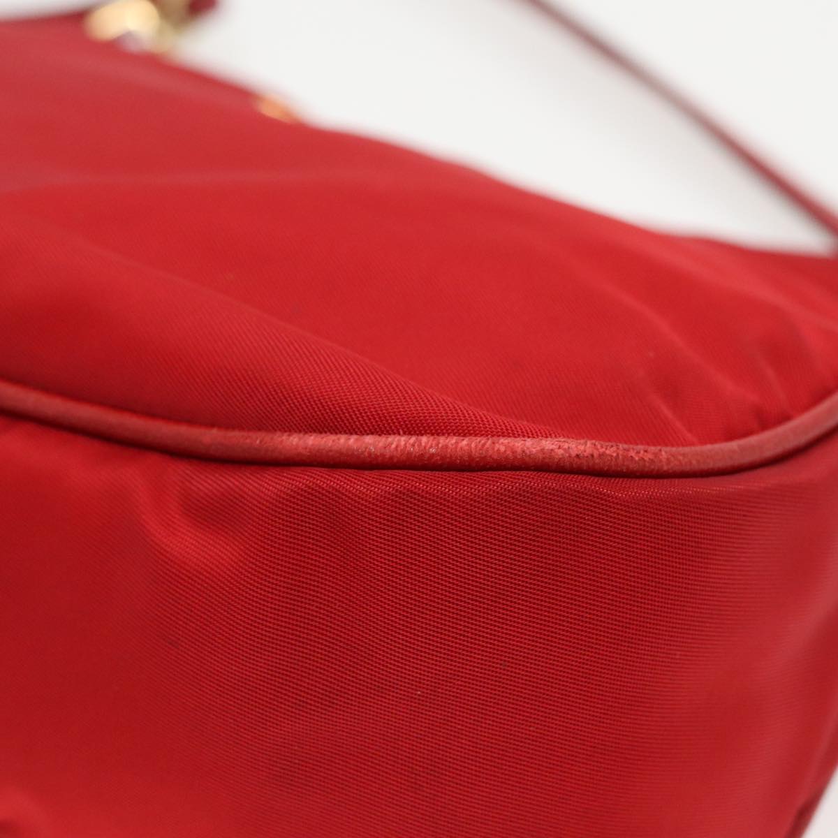 PRADA Accessory Pouch Nylon Red Gold Auth 96175