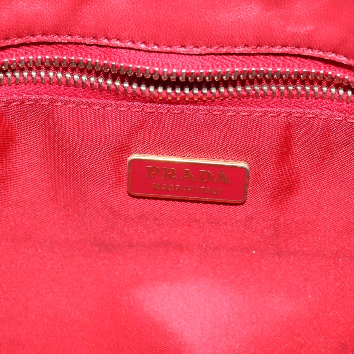 PRADA Accessory Pouch Nylon Red Gold Auth 96175