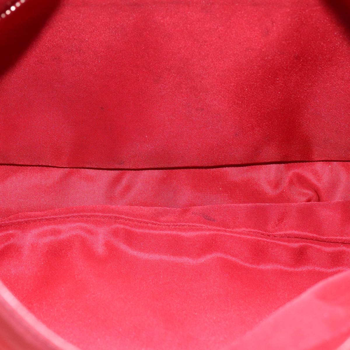 PRADA Accessory Pouch Nylon Red Gold Auth 96175