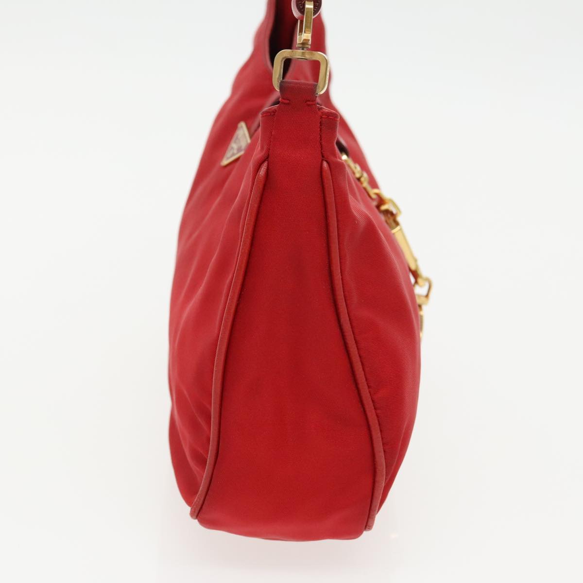 PRADA Accessory Pouch Nylon Red Gold Auth 96175