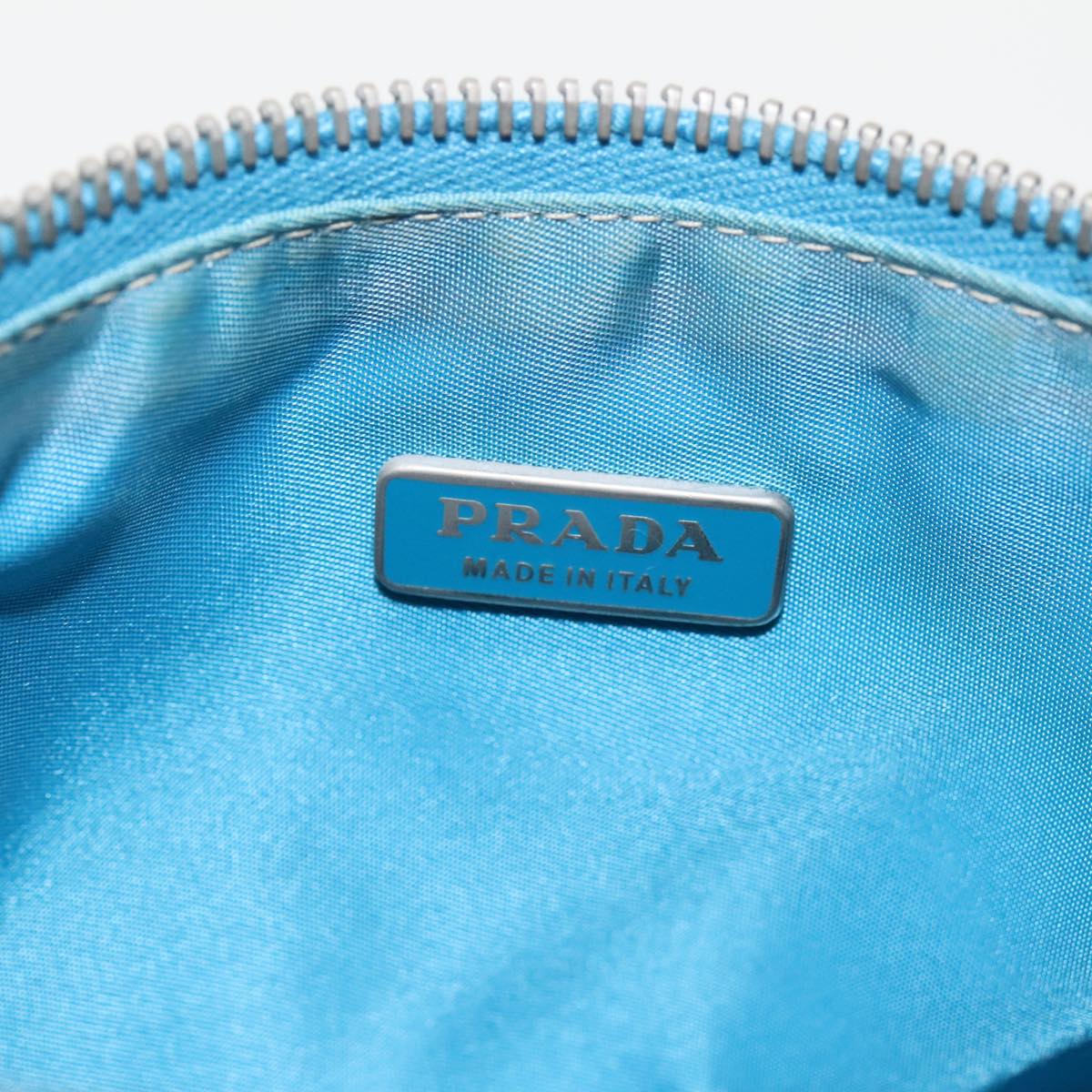 PRADA Accessory Pouch Nylon Blue Silver Auth 96176