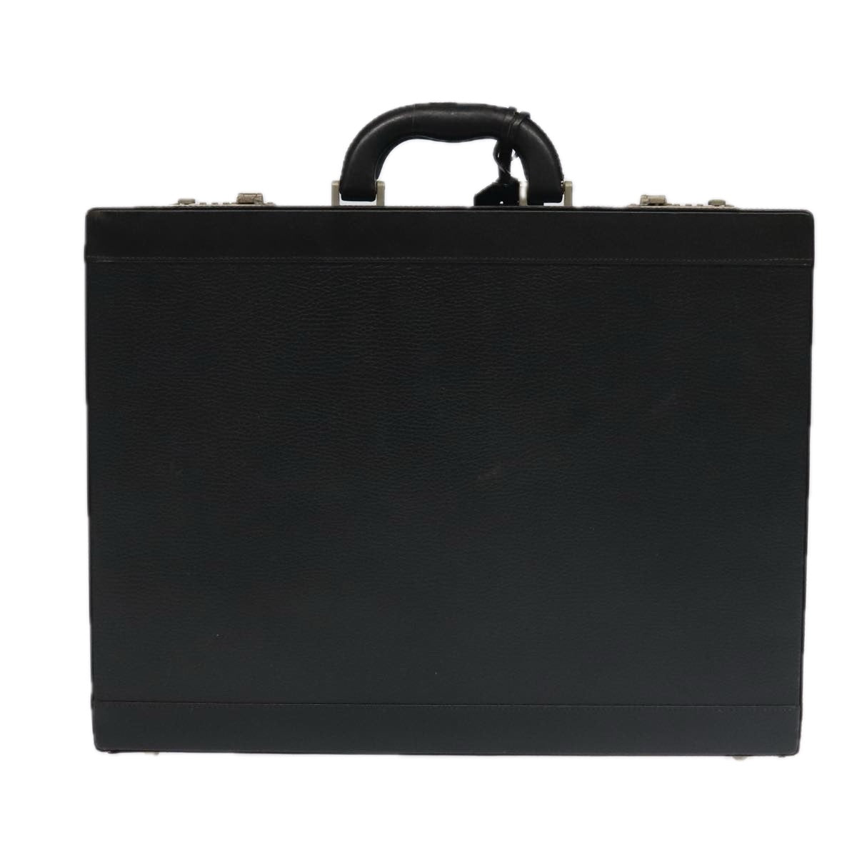 Burberrys Attache Case Trunk Leather Black Auth 96219