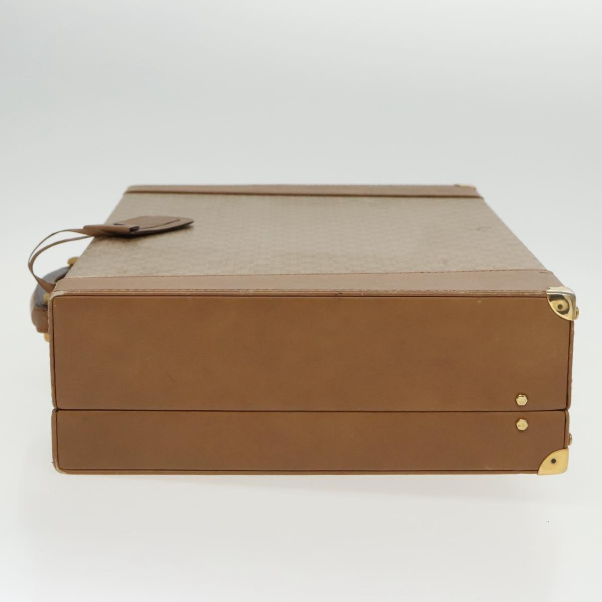 CELINE Attache Case Macadam Canvas Trunk Beige Gold Auth 96234