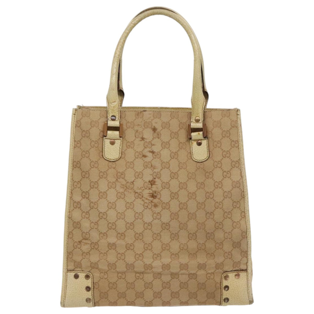 GUCCI GG Canvas Tote Bag Beige Gold 124261 Auth 96237