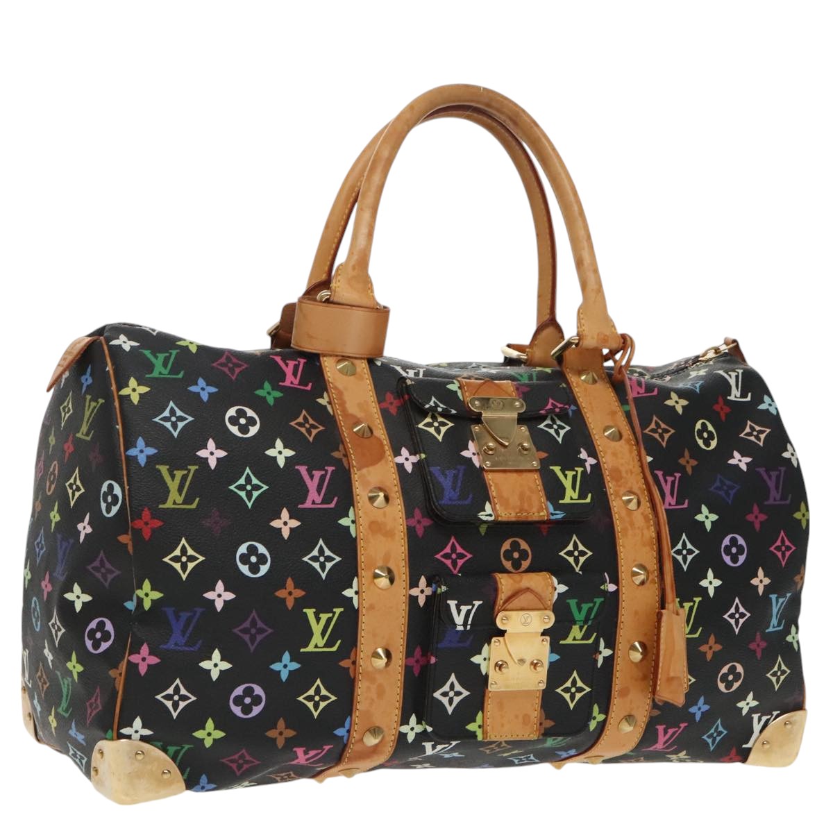 LOUIS VUITTON Monogram Multicolor Keepall 45 Boston Bag Black M92640 Auth 96238A