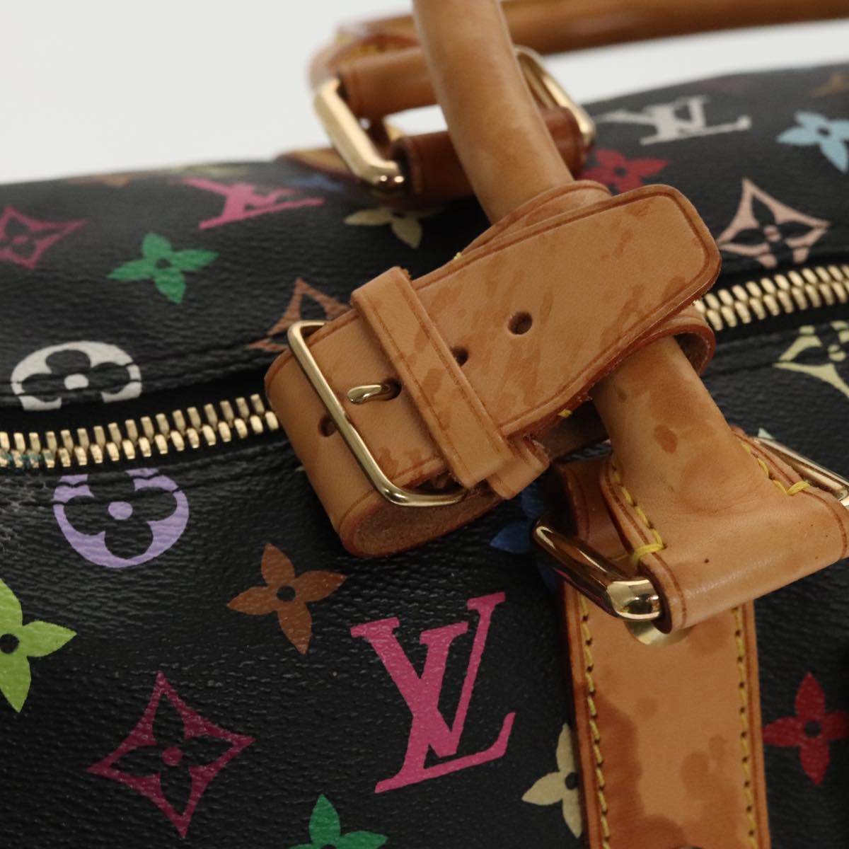 LOUIS VUITTON Monogram Multicolor Keepall 45 Boston Bag Black M92640 Auth 96238A