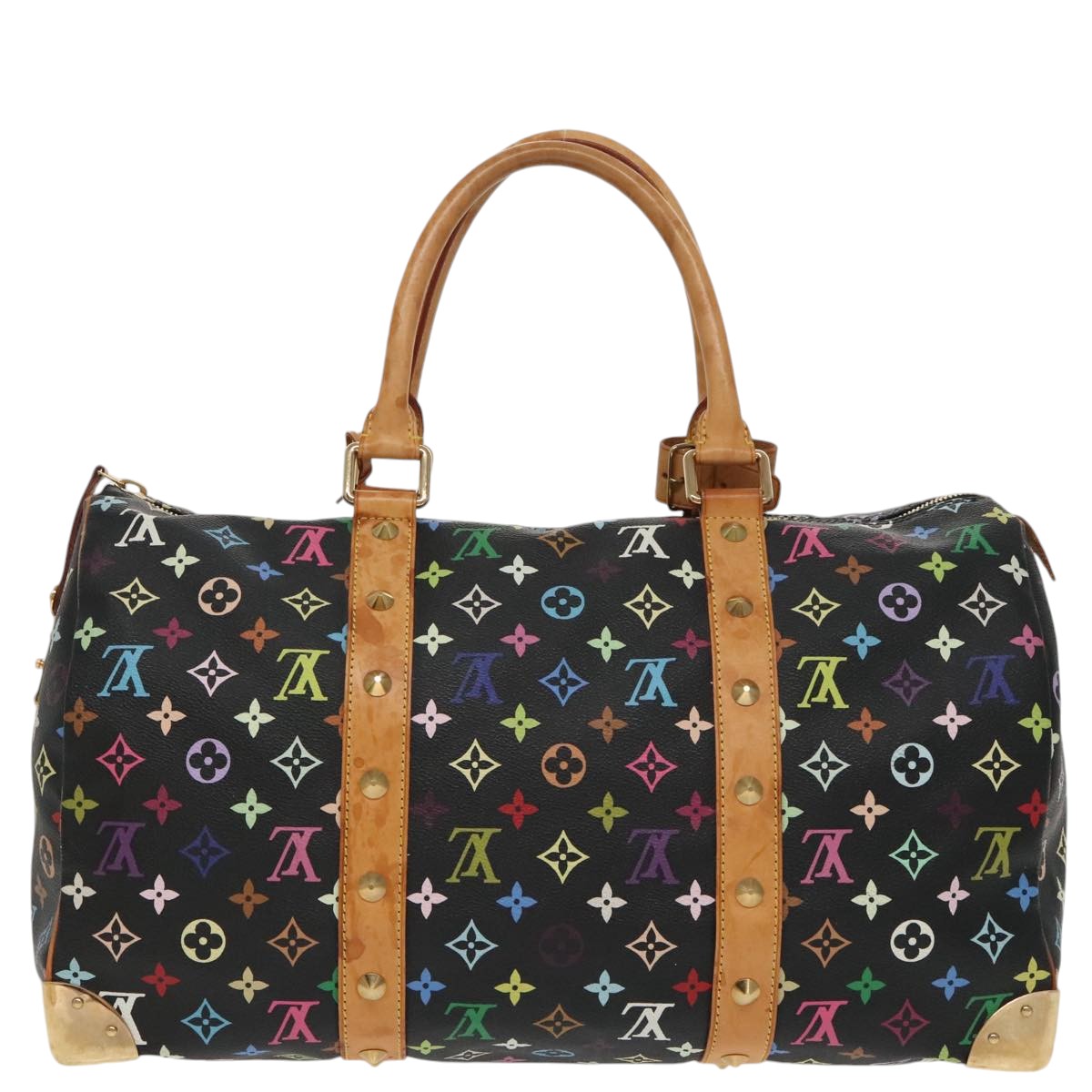 LOUIS VUITTON Monogram Multicolor Keepall 45 Boston Bag Black M92640 Auth 96238A