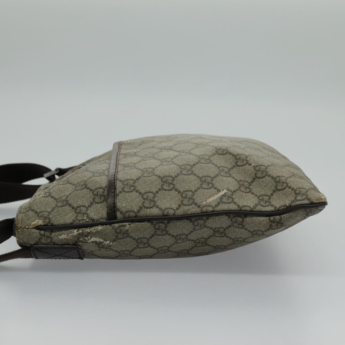 GUCCI GG Supreme Shoulder Bag PVC Beige Silver 141626 Auth 96274