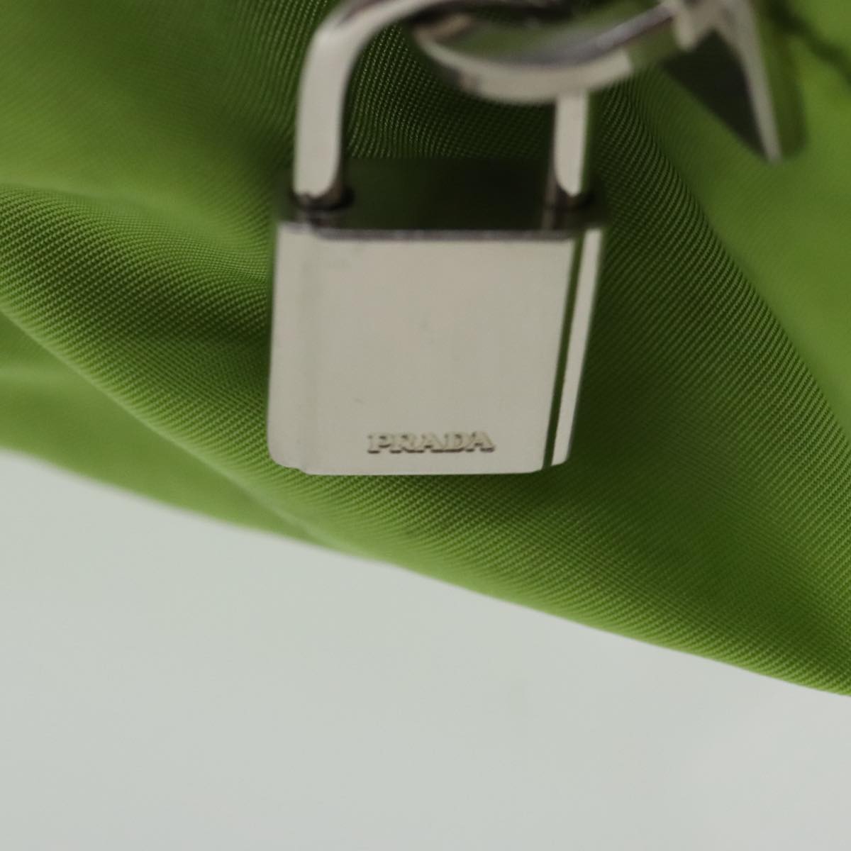 PRADA Boston Bag Nylon Green Silver Auth 96289