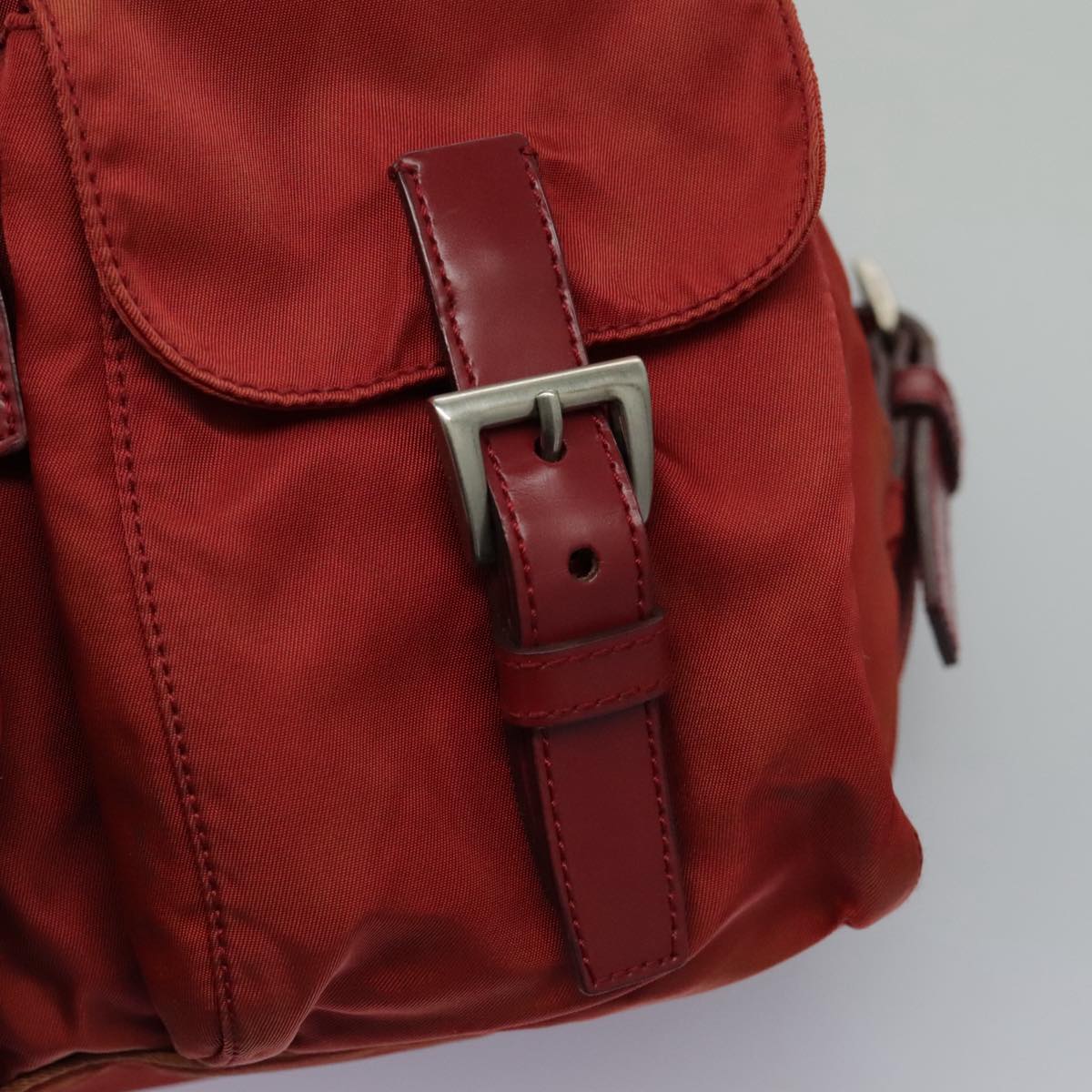 PRADA Backpack Nylon Red Silver Auth 96345