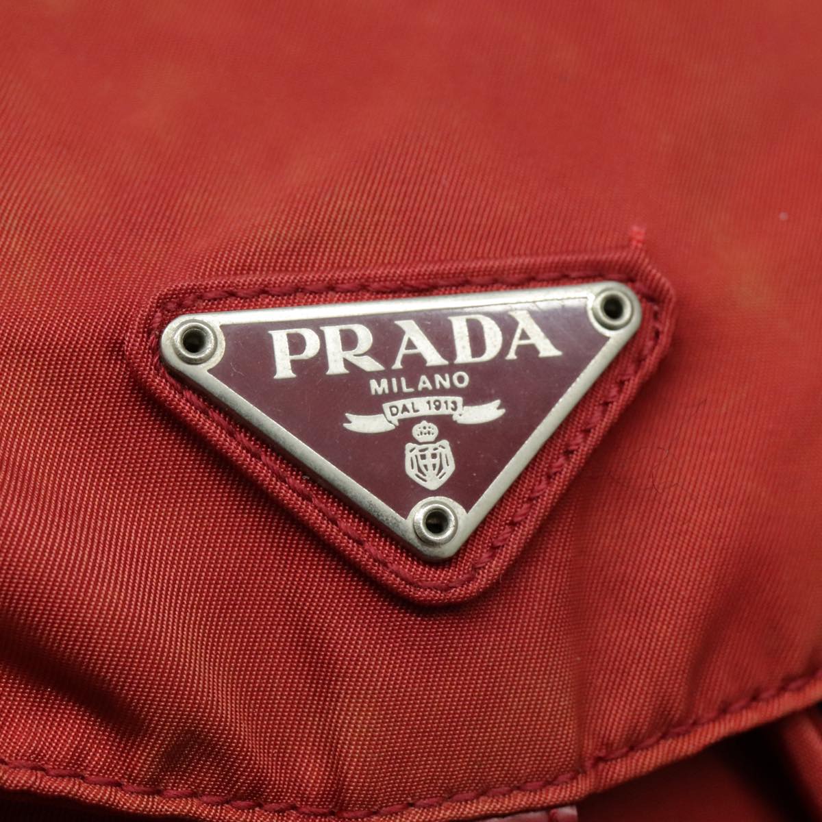 PRADA Backpack Nylon Red Silver Auth 96345