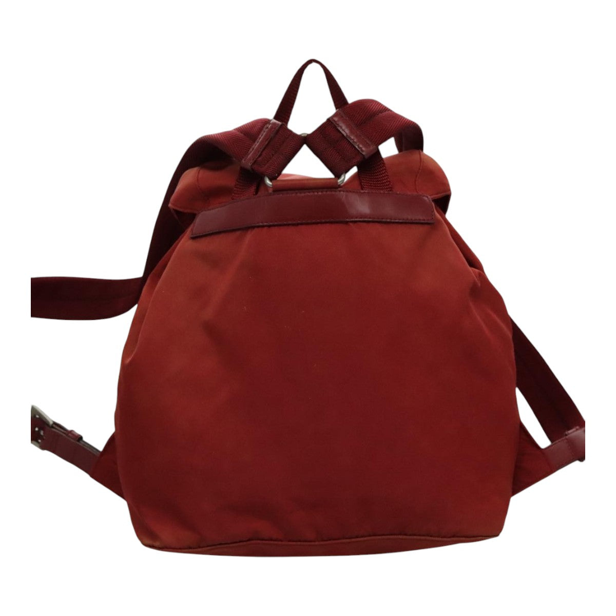 PRADA Backpack Nylon Red Silver Auth 96345