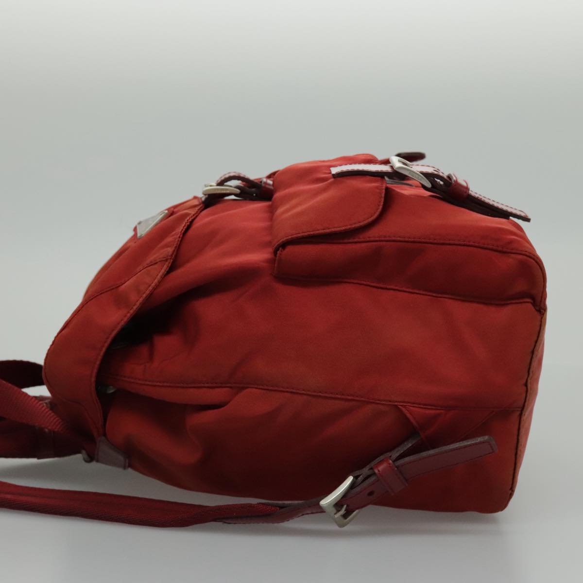 PRADA Backpack Nylon Red Silver Auth 96345