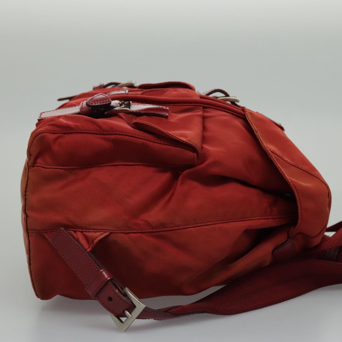 PRADA Backpack Nylon Red Silver Auth 96345