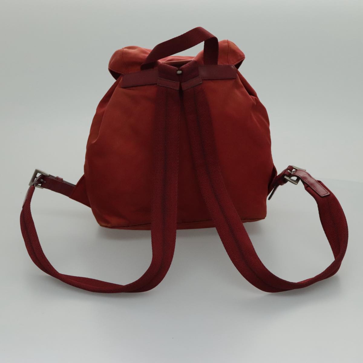 PRADA Backpack Nylon Red Silver Auth 96345