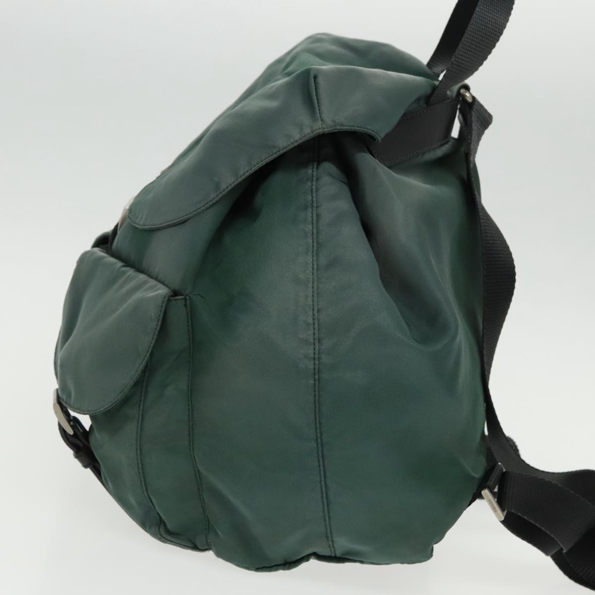 PRADA Backpack Nylon Green Silver Auth 96346