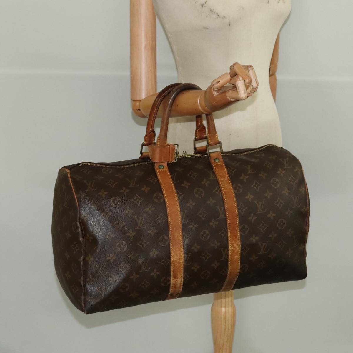 LOUIS VUITTON Monogram Keepall 45 Boston Bag M41428 LV Auth 96353