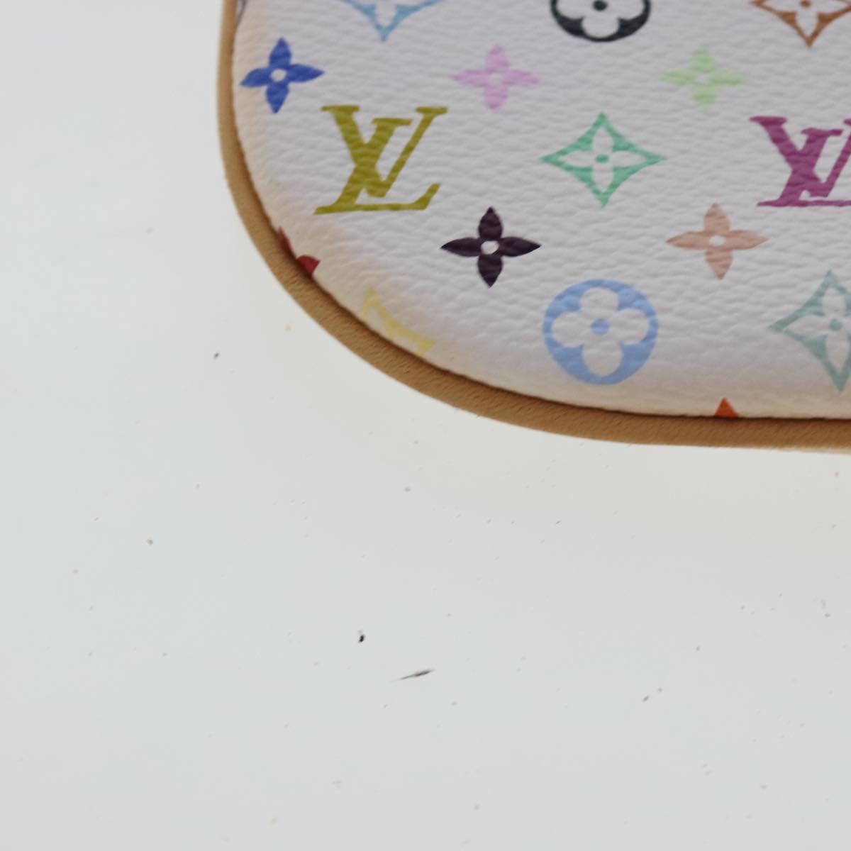 LOUIS VUITTON Monogram Multicolor Pochette MM Pouch White M60028 LV Auth 96393